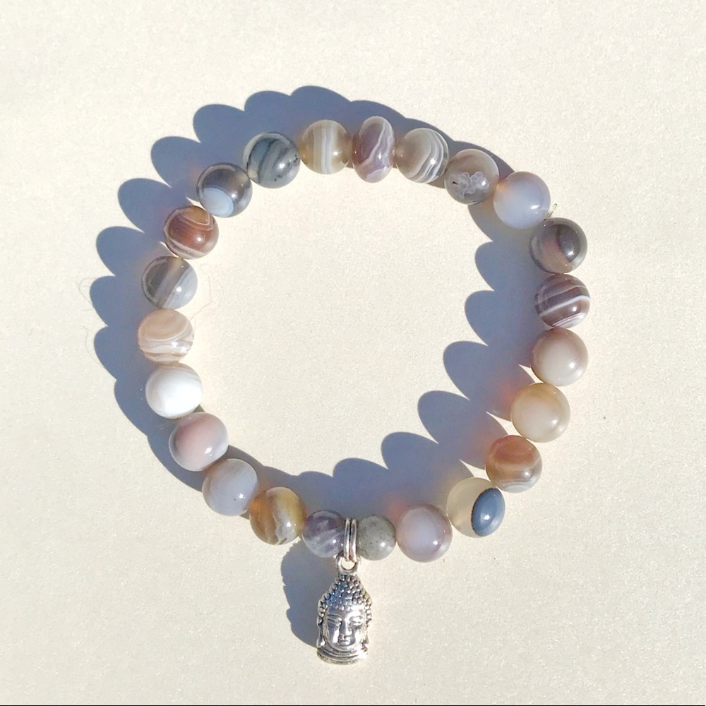 Botswana Agate Buddha Bracelet